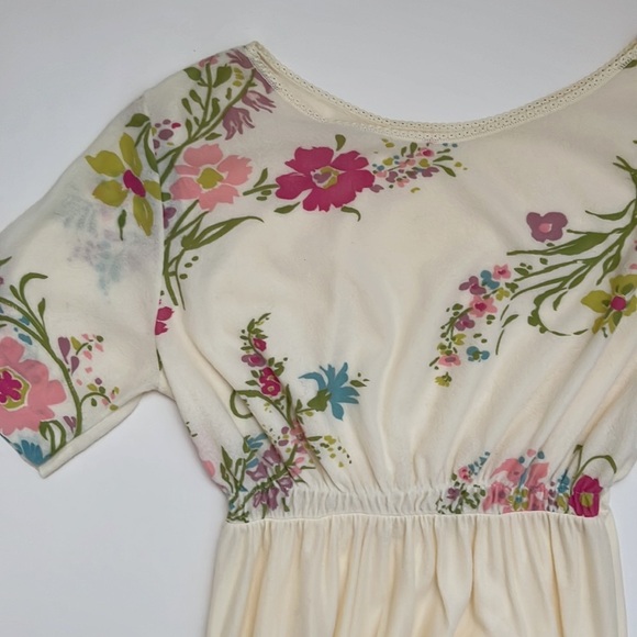 Vintage 70s Sheer Floral Maxi Full Length Boho Dress Nightgown Flower Child - Picture 10 of 13